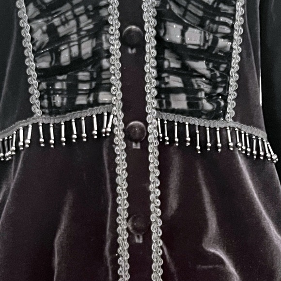 Collection We Velvet Beaded Military Cameo Jacket Black SZ S/M - Picture 2 of 13